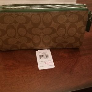Coach double zip wallet new